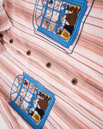 striped embroidered long-sleeved shirt