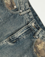 迷彩パッチワークストレートレッグパンツ