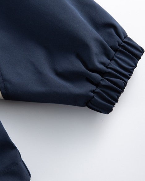 レトロなカラーブロックスタンドカラージャケット