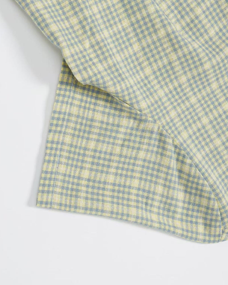 Plaid Lace Short-Sleeve Shirt