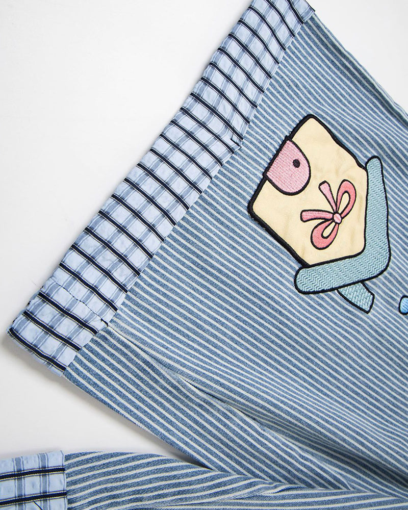 Cartoon Embroidered Cropped Casual Shorts