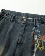 コントラストカラーパネルデニムパンツ