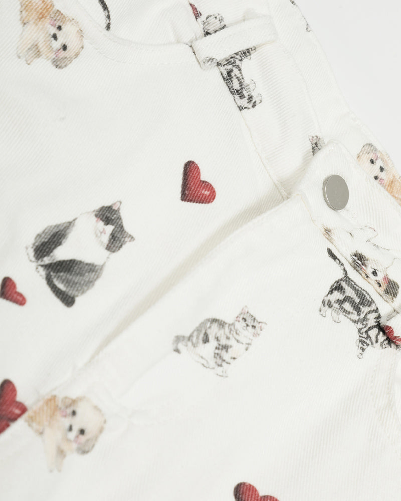 かわいいペットプリントのショートパンツ