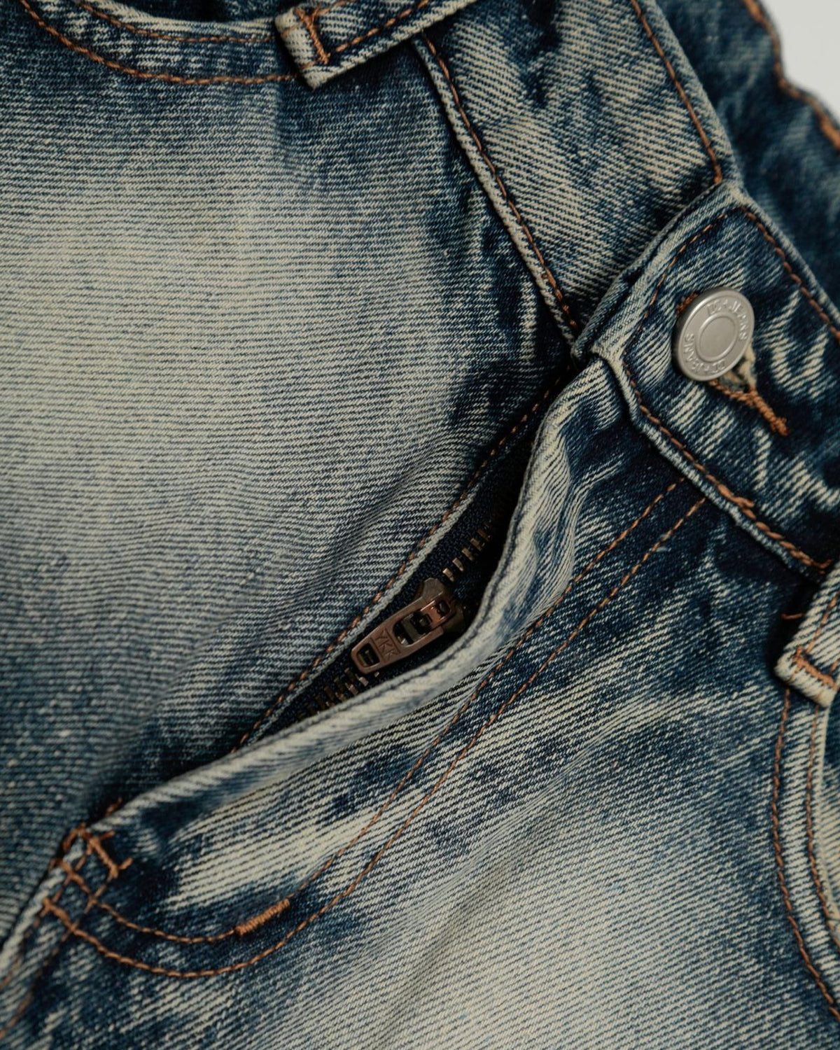 Distressed washed denim shorts