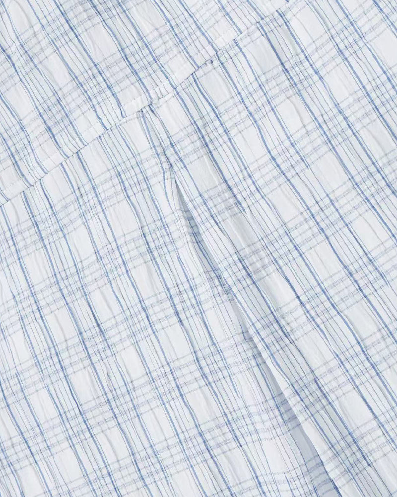 Plaid Short-Sleeve Hooded Shirt