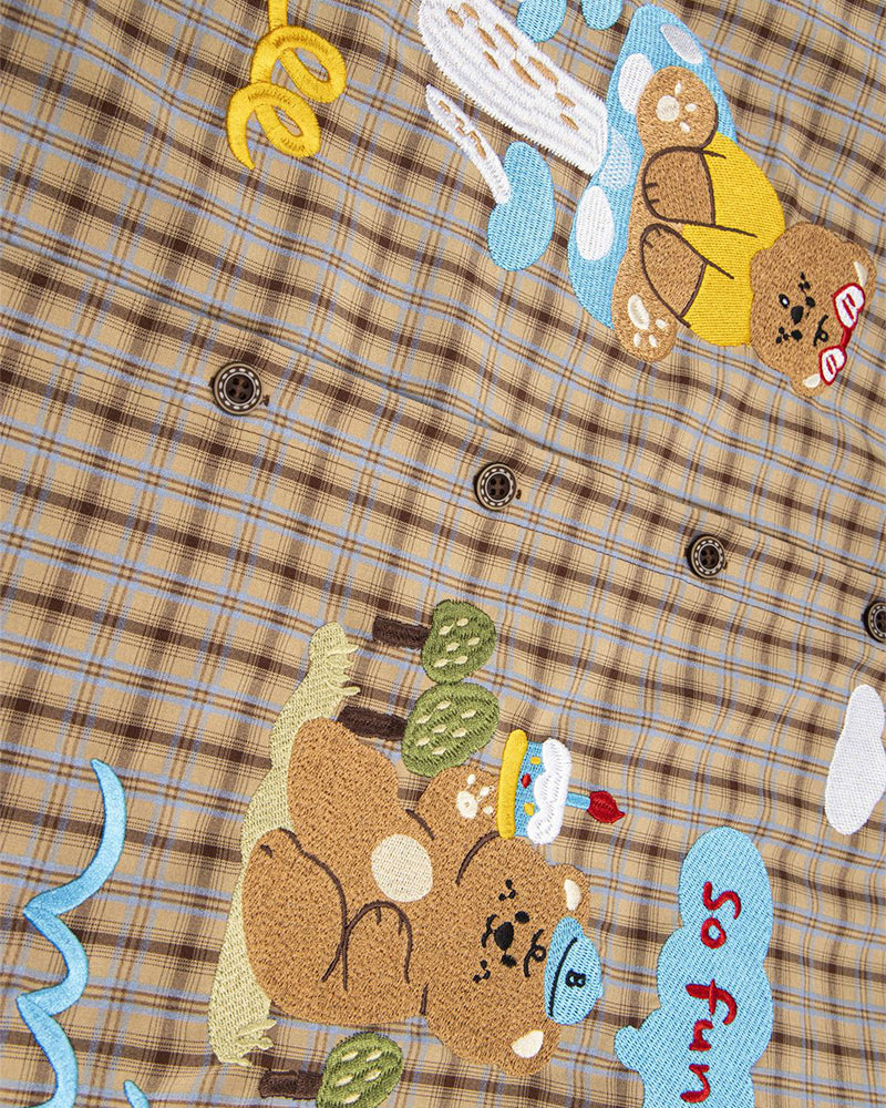 コントラストカラーパネル半袖シャツ