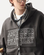 パッチワークフード付きスウェットシャツジャケット