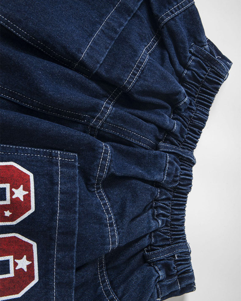 楽しいプリントのクロップドジーンズ