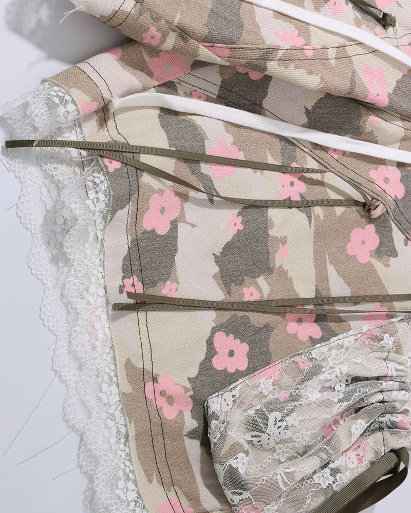 레이스 패널 캐주얼 반바지