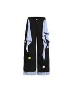 カジュアルな花柄ワイドレッグパンツ