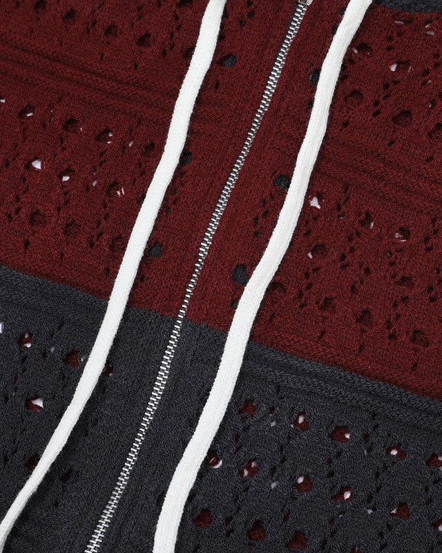 カップルのカラーブロックフード付きセーター