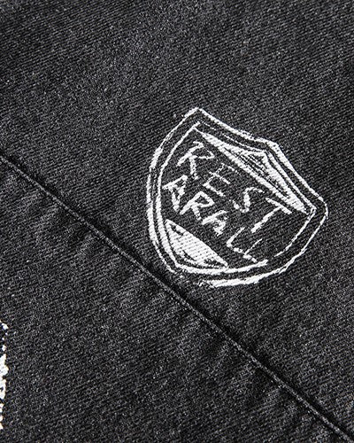 ヴィンテージプリントデニムフードジャケット