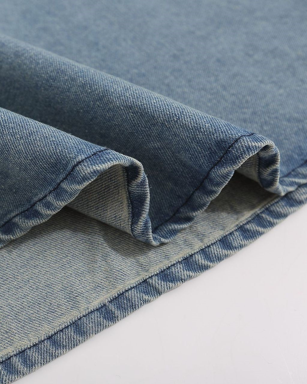 コントラストカラーデニムポロトップ