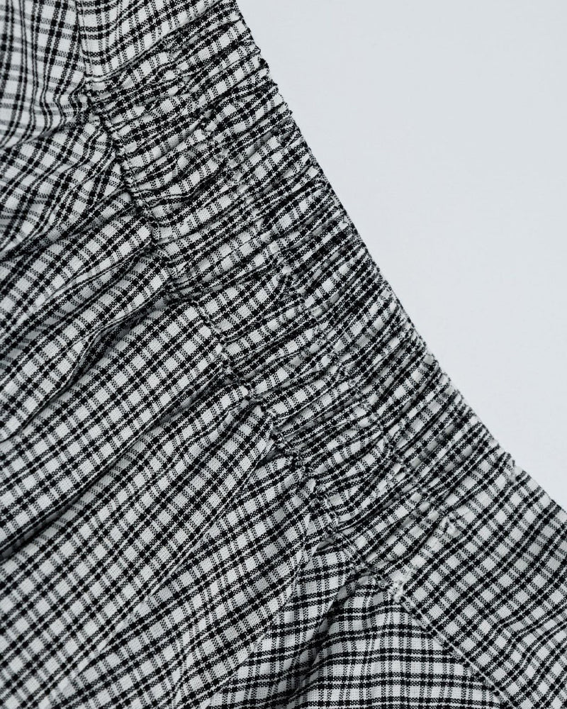 콘트라스트 컬러 플레드 스커트