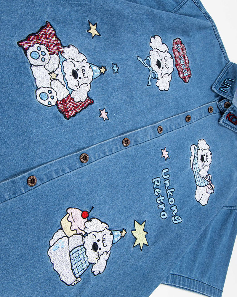 面白い漫画の刺繍シャツ