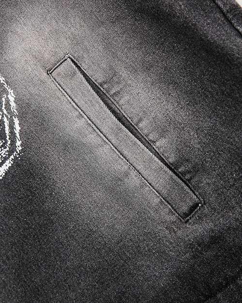 ヴィンテージプリントデニムフードジャケット