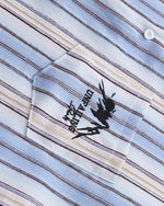 刺繍入りストライプ半袖シャツ