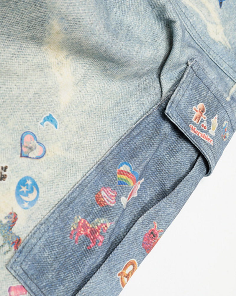 귀여운 디스트레스드 프린트 반바지