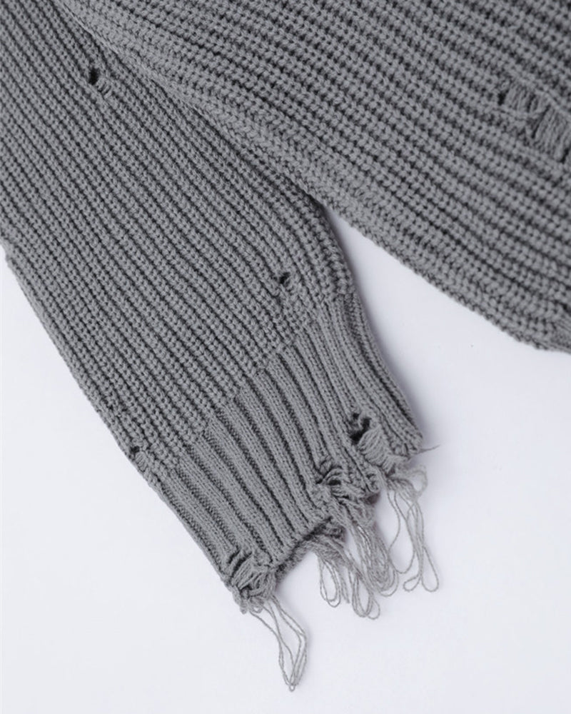 irregular hole sweater