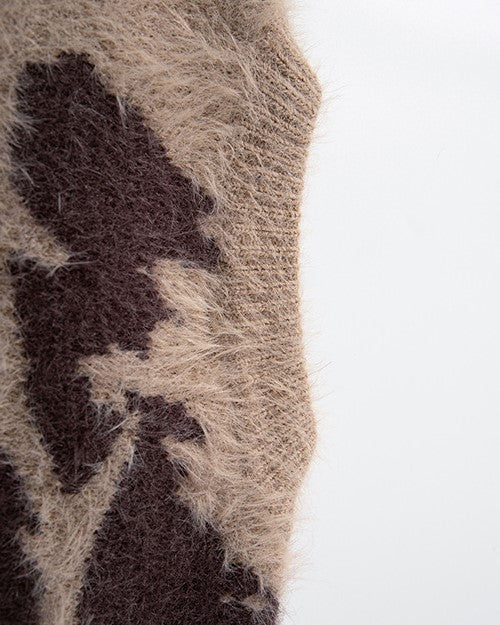 Contrast color crew neck knitted sweater