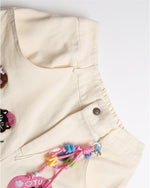 漫画の刺繍入りストレートレッグパンツ