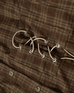 Plaid Short-Sleeve Shirt with Tie Details