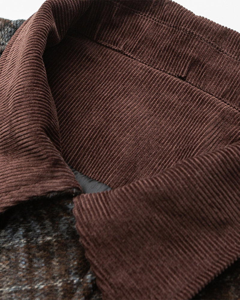 レトロなパッチワークチェック柄ワークジャケット