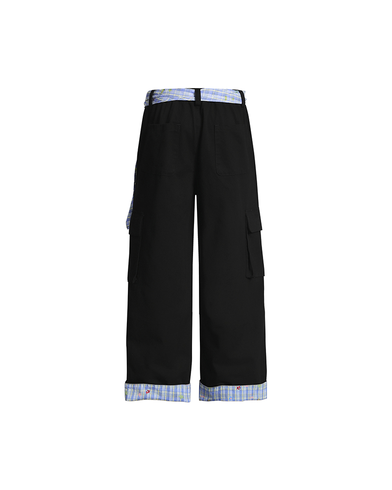 カジュアルな花柄ワイドレッグパンツ