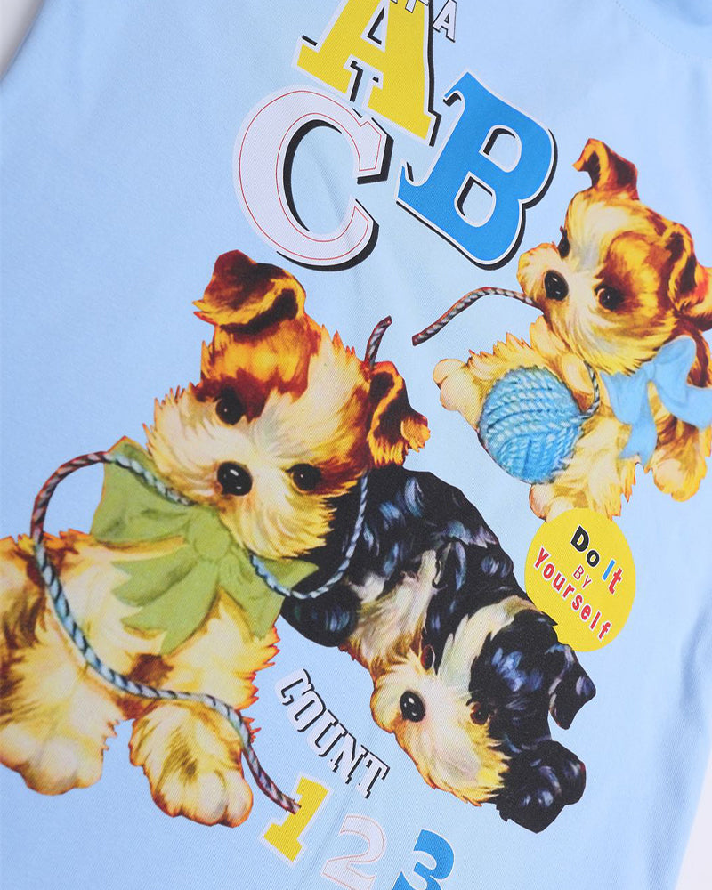 Dog print short sleeves