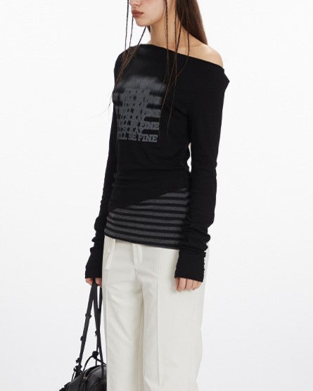 Long sleeves with off-shoulder pattern