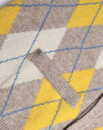 カラーブロックダイヤモンド柄ニットベスト