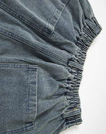 워시드 디스트레스드 크롭 데님 반바지