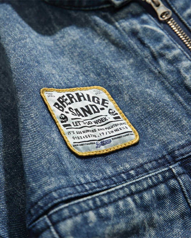 スタンドカラーデニムルーズジャケット