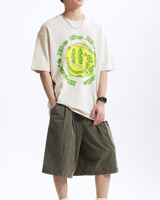 Retro tennis print short sleeves