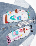 カラーブロックデニム半袖シャツ