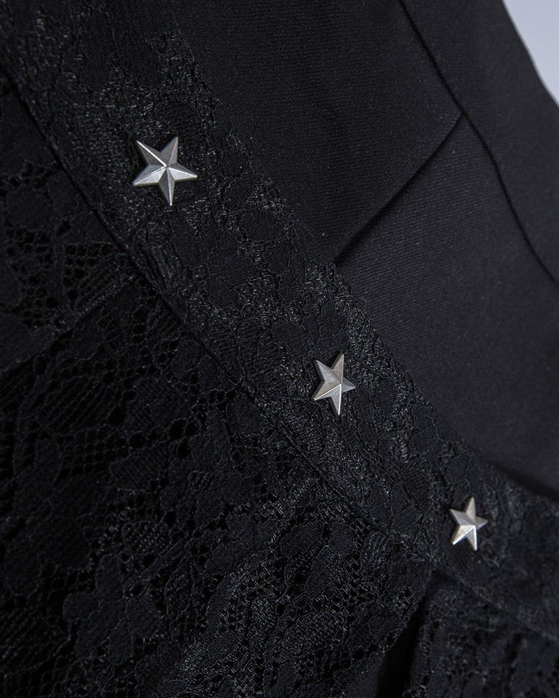 메탈 리벳 레이스 스커트