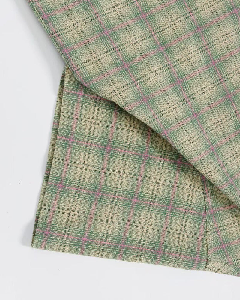 Plaid Floral Short-Sleeve Shirt