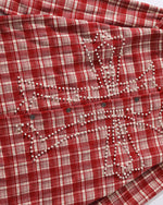 ビーズチェック柄長袖シャツ