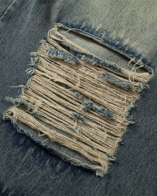 コントラストカラーパネルデニムパンツ