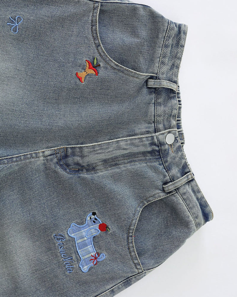 シンプルパピーデニムショーツ