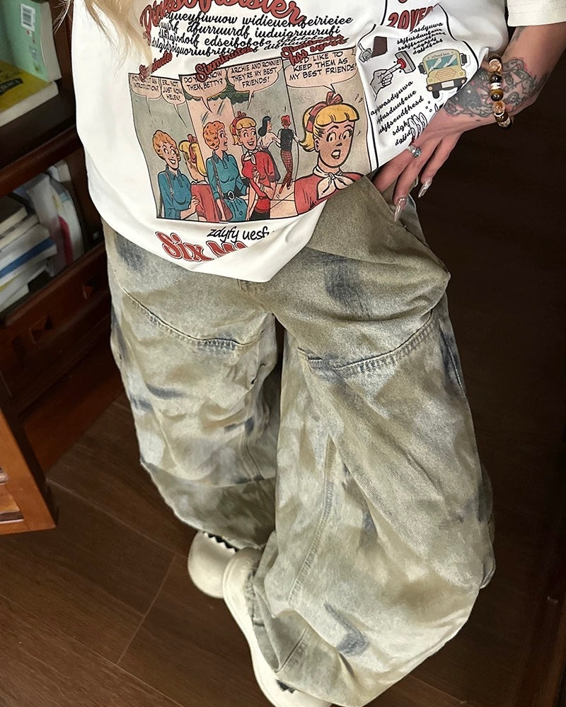 Heavy duty wide-leg jeans