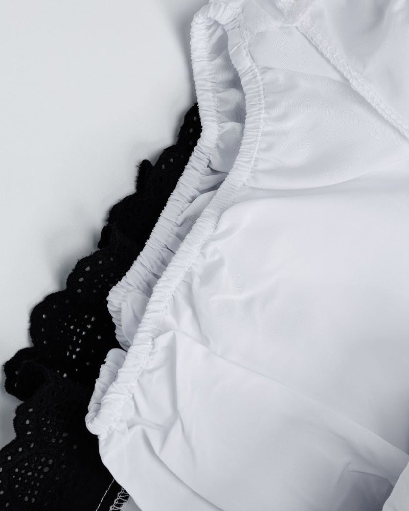 콘트라스트 컬러 플레드 스커트