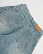 Distressed washed straight jeans