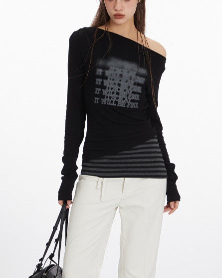 Long sleeves with off-shoulder pattern