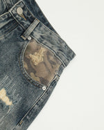 迷彩パッチワークストレートレッグパンツ