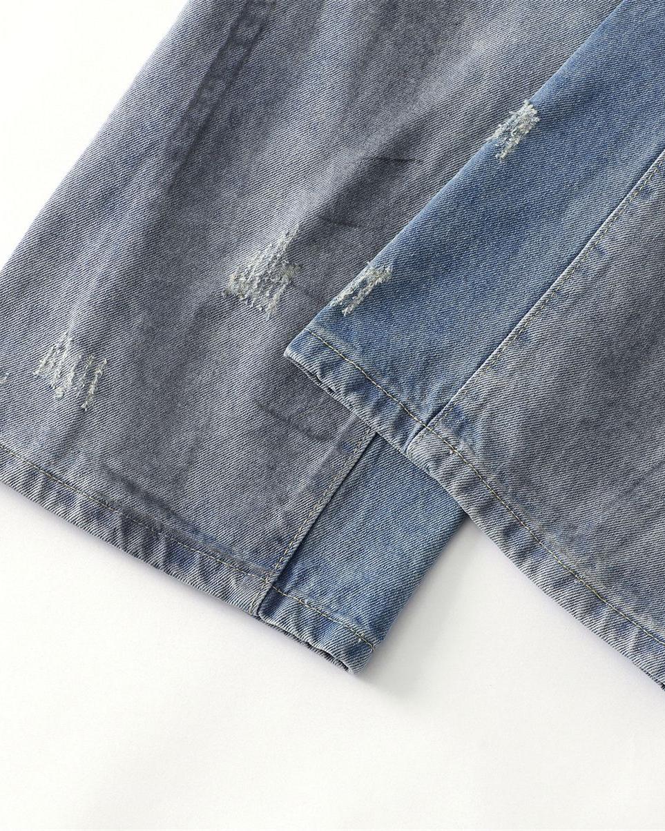 Distressed hand-painted jeans