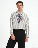 Letter striped long-sleeved shirt