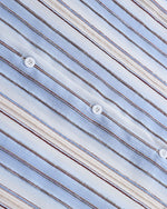 刺繍入りストライプ半袖シャツ