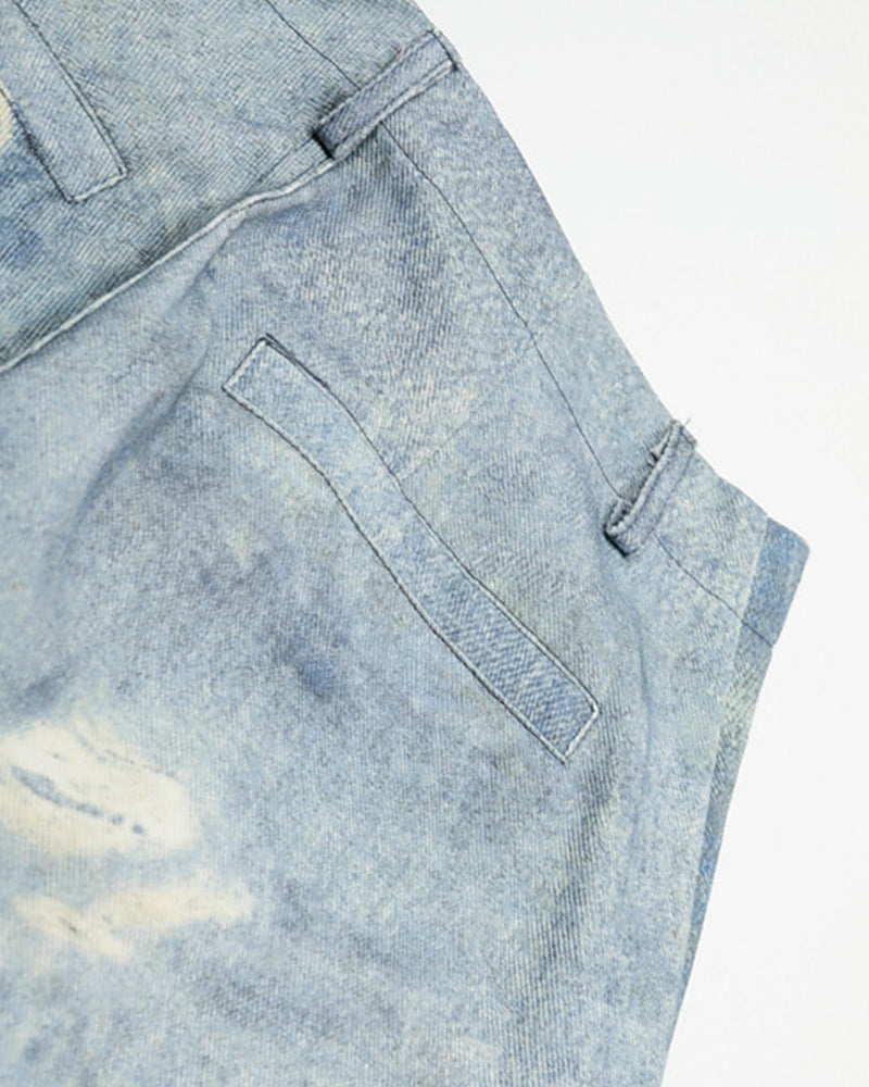 귀여운 디스트레스드 프린트 반바지