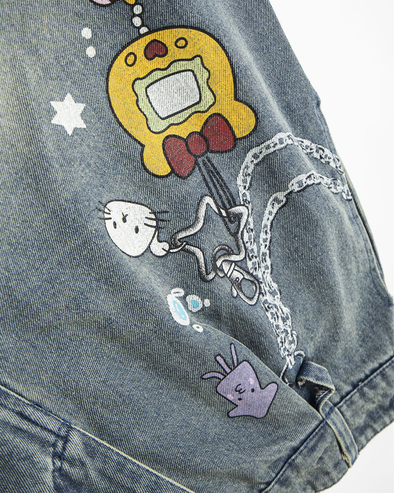 워시드 디스트레스드 크롭 데님 반바지